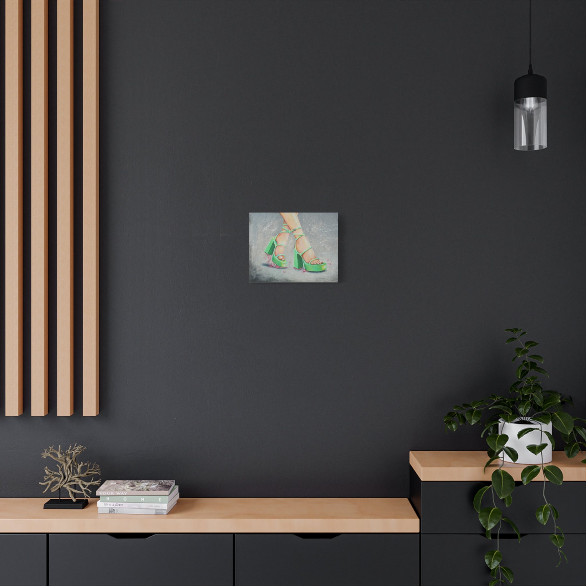 Green Bubblegum Heels—Matte Art Print Canvas Stretched 1.25"