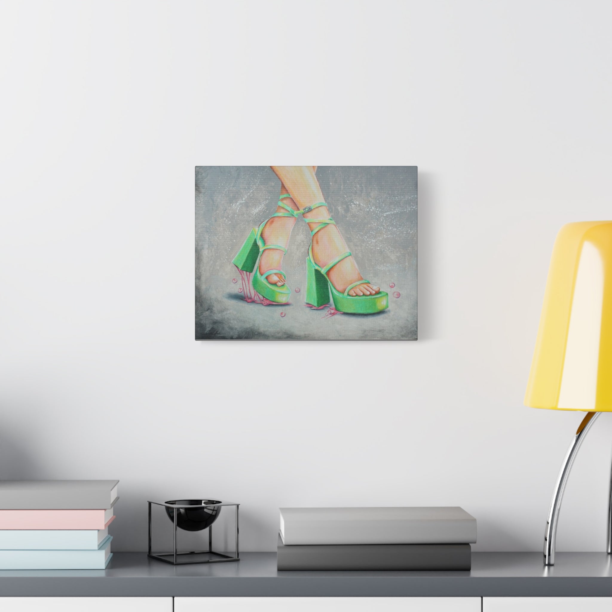 Green Bubblegum Heels—Matte Art Print Canvas Stretched 1.25"