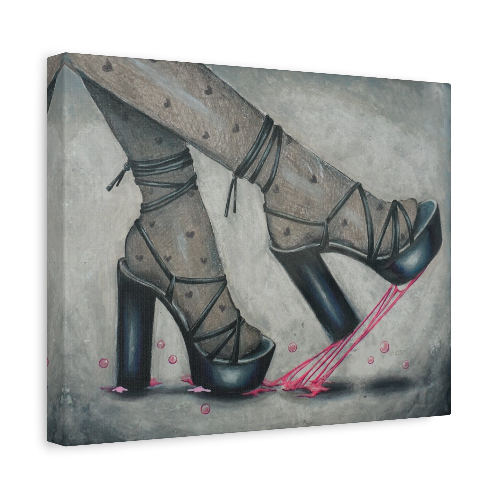 Black Bubblegum Heels—Matte Canvas Art Print Stretched 1.25"