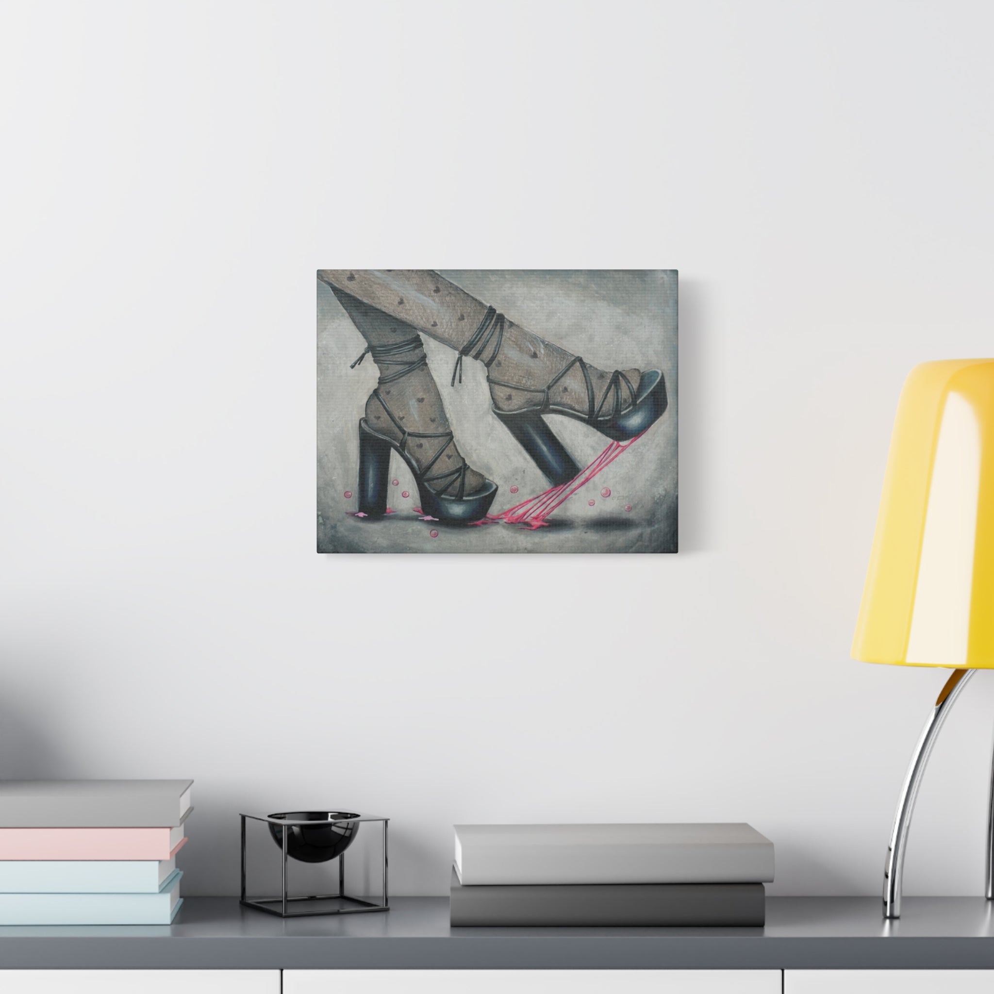 Black Bubblegum Heels—Matte Canvas Art Print Stretched 1.25"