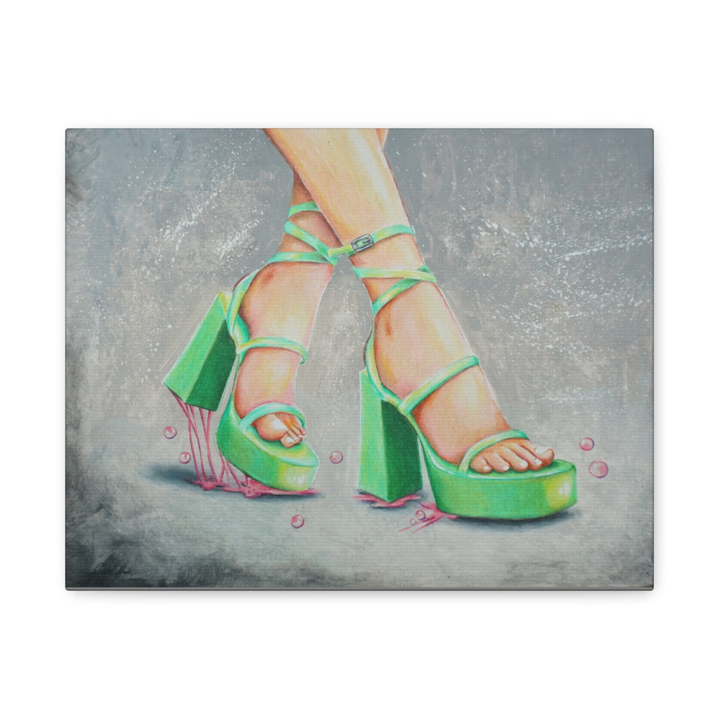 Green Bubblegum Heels—Matte Art Print Canvas Stretched 1.25"