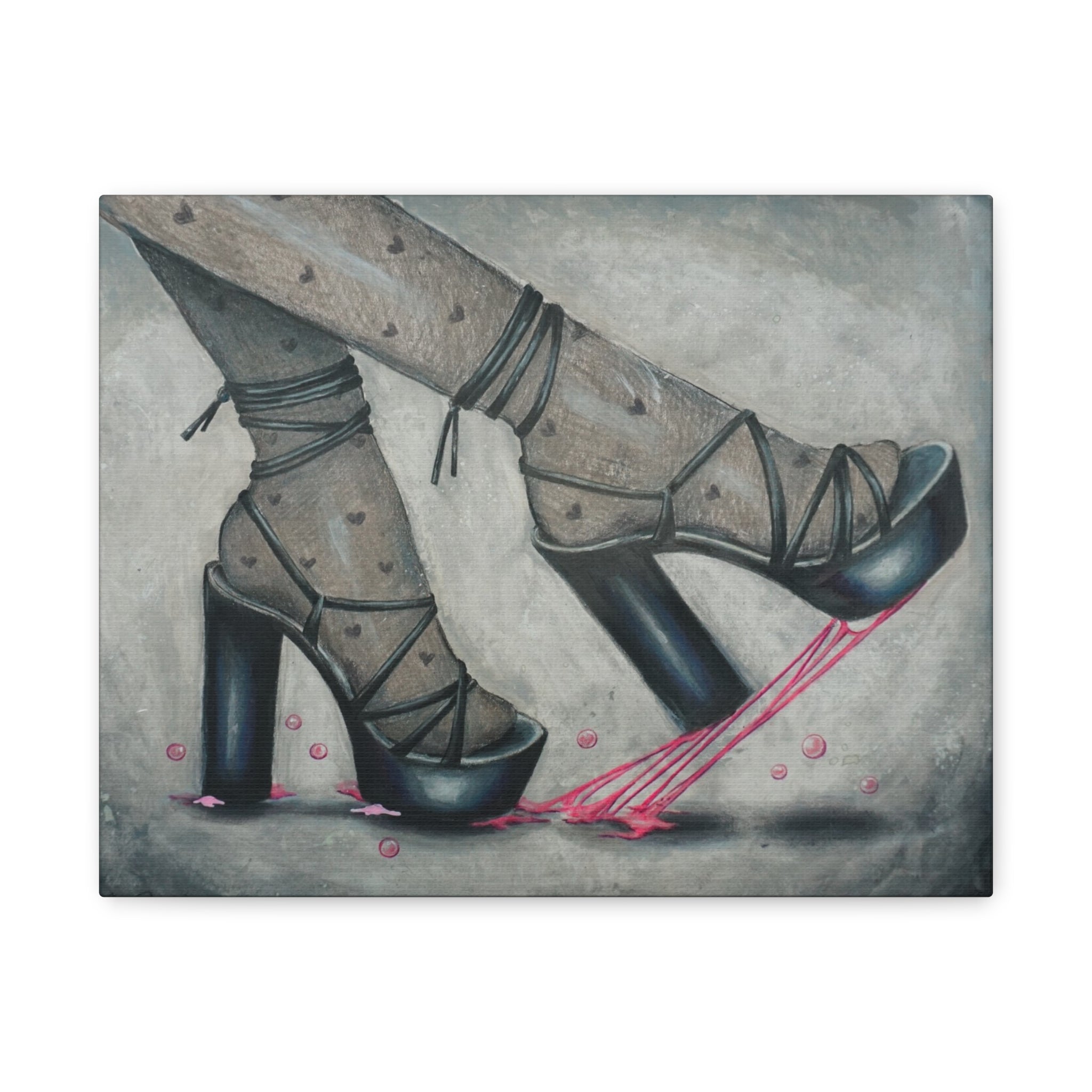 Black Bubblegum Heels—Matte Canvas Art Print Stretched 1.25"