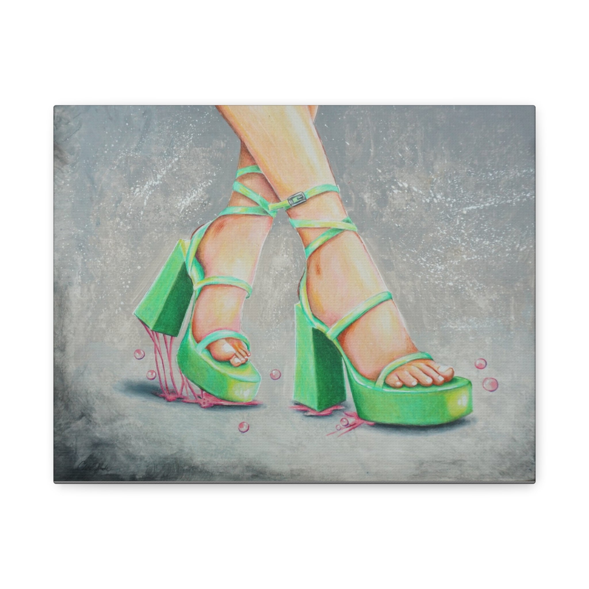Green Bubblegum Heels—Matte Art Print Canvas Stretched 1.25"