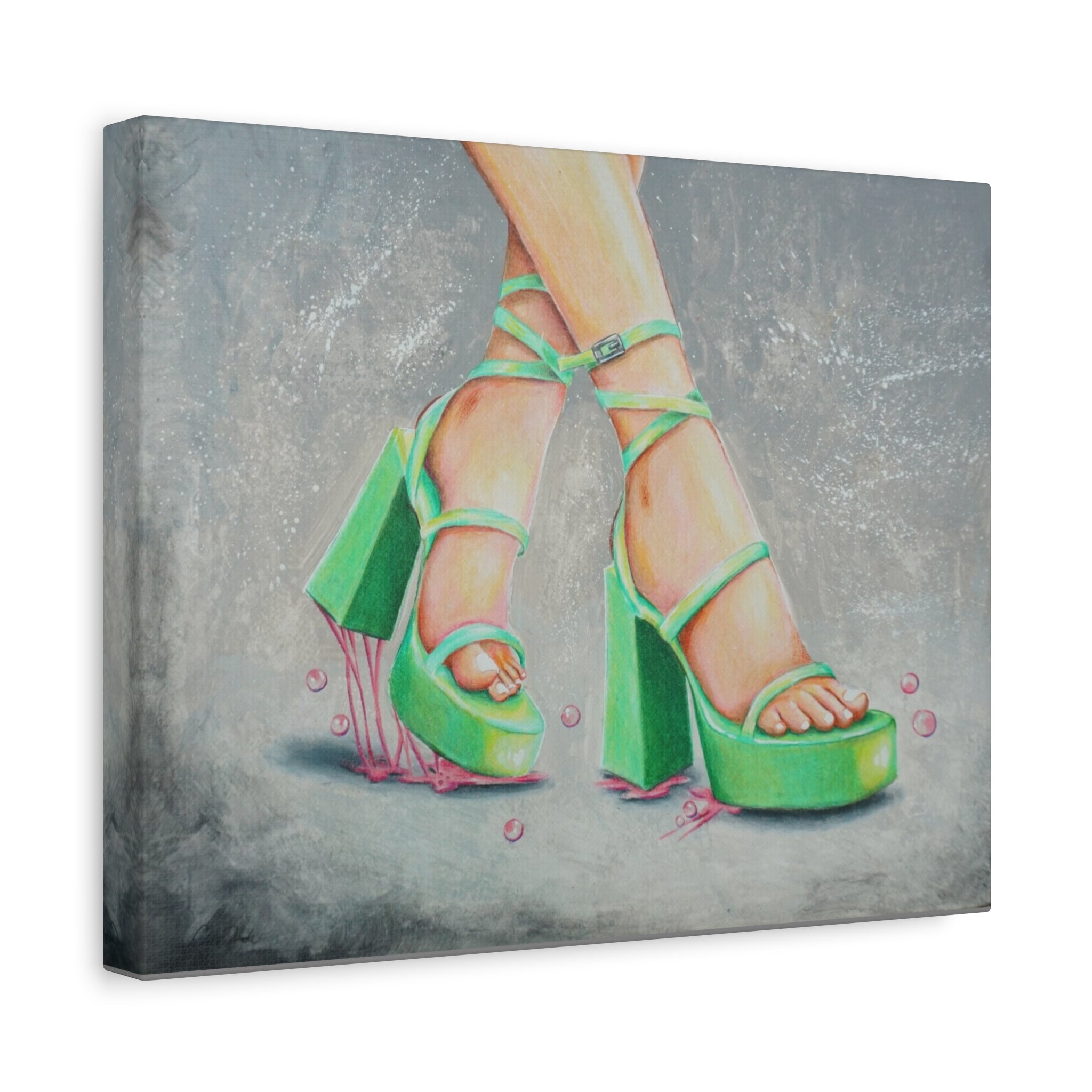 Green Bubblegum Heels—Matte Art Print Canvas Stretched 1.25"